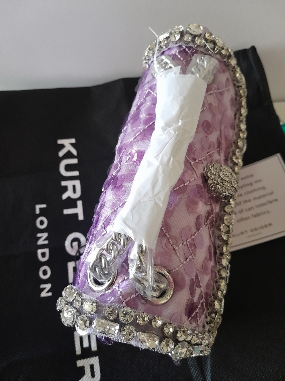 Kurt Geiger London Mini Kensington Purple Sequin Embellished Crossbody Bag NWT - Picture 12 of 13